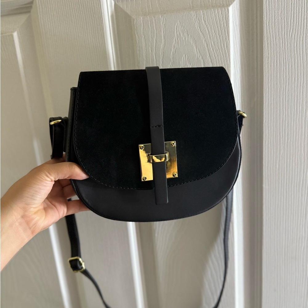 Real Leather Italian Elegant Black Crossbody Bag